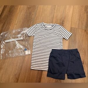 LAKE Boys Pima Cotton Lounge / Pajama Set Size 7 Eclipse Navy NIB Shorts Stripes